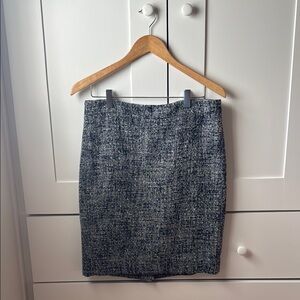 J. Crew White and Blue Mini Pencil Skirt for Work